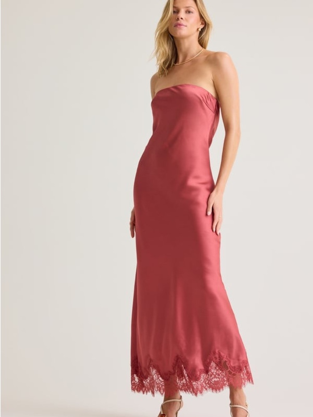 Altar’d State Ren Satin Maxi Dress Sienna Rust Dress Medium - Picture 2 of 14